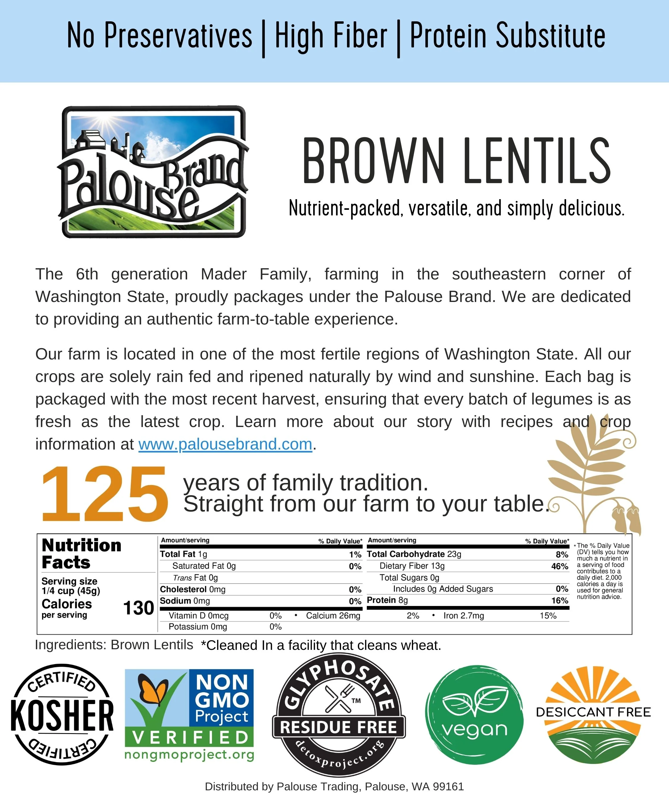 Brown Lentil Pack | 15 LBS | Certified Glyphosate Residue Free - Image 5