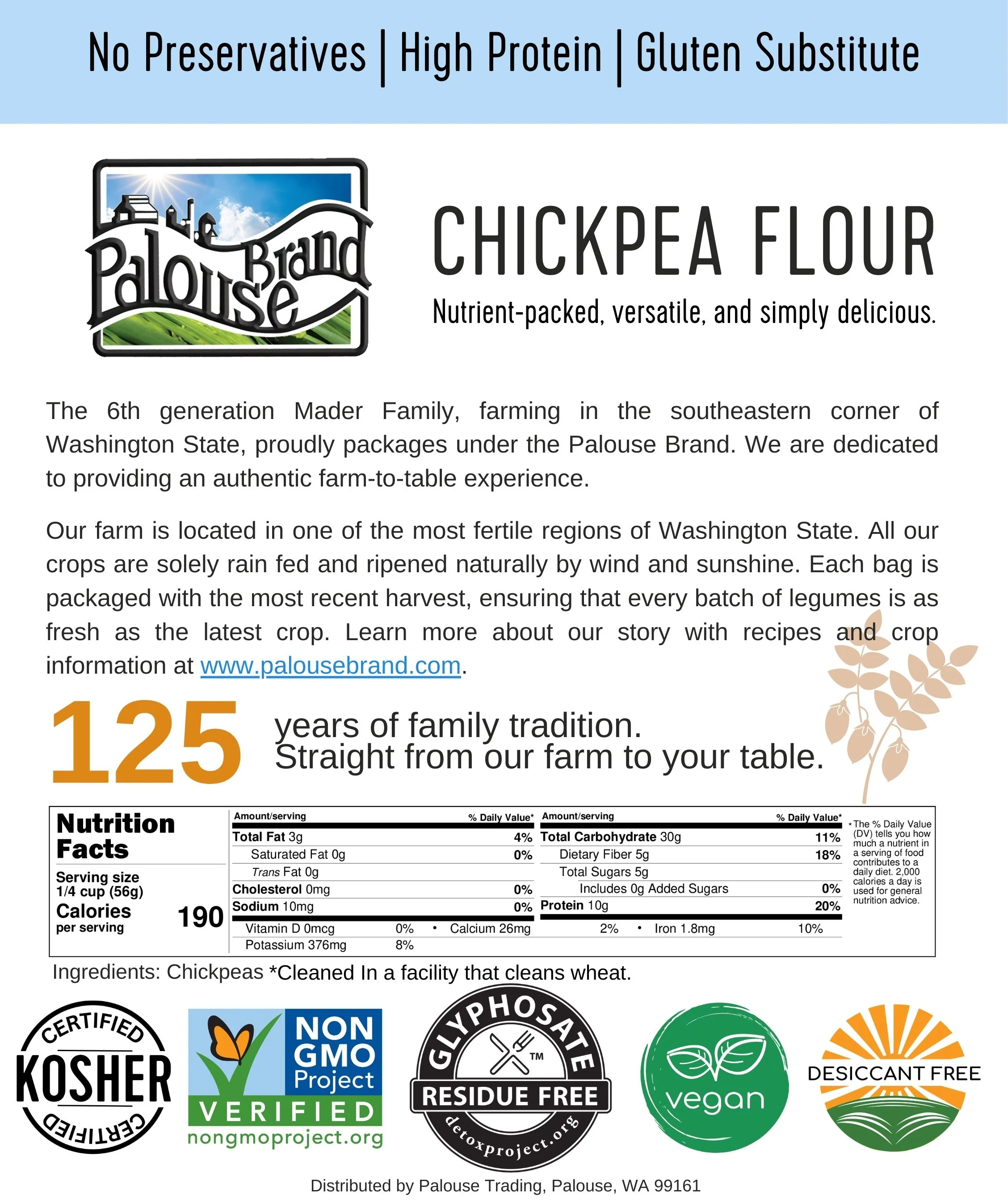 Chickpea Flour | 3 LB | Certified Glyphosate Residue Free - Image 5
