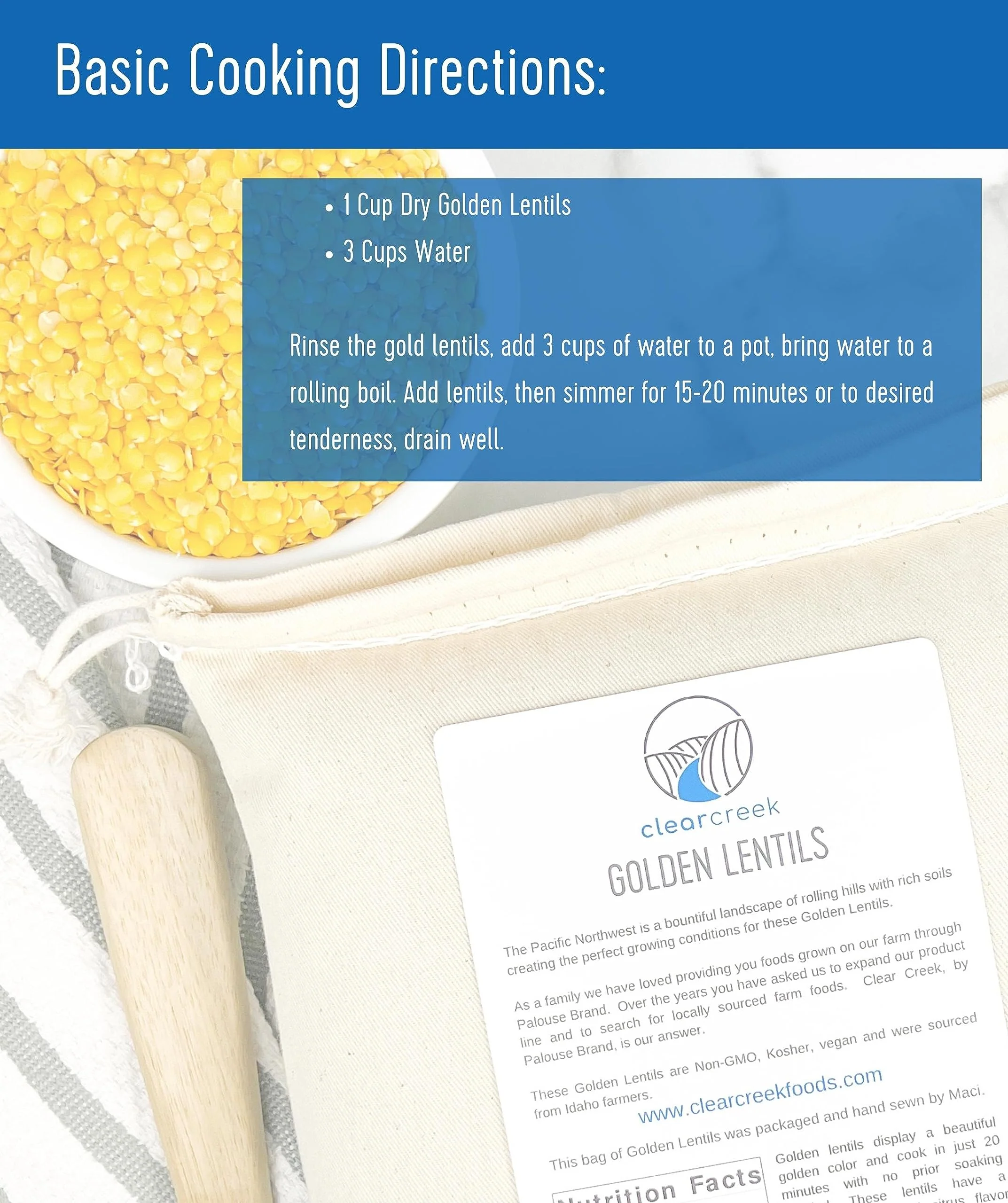 Golden Lentils | 18 LB | Certified Glyphosate Residue Free - Image 3