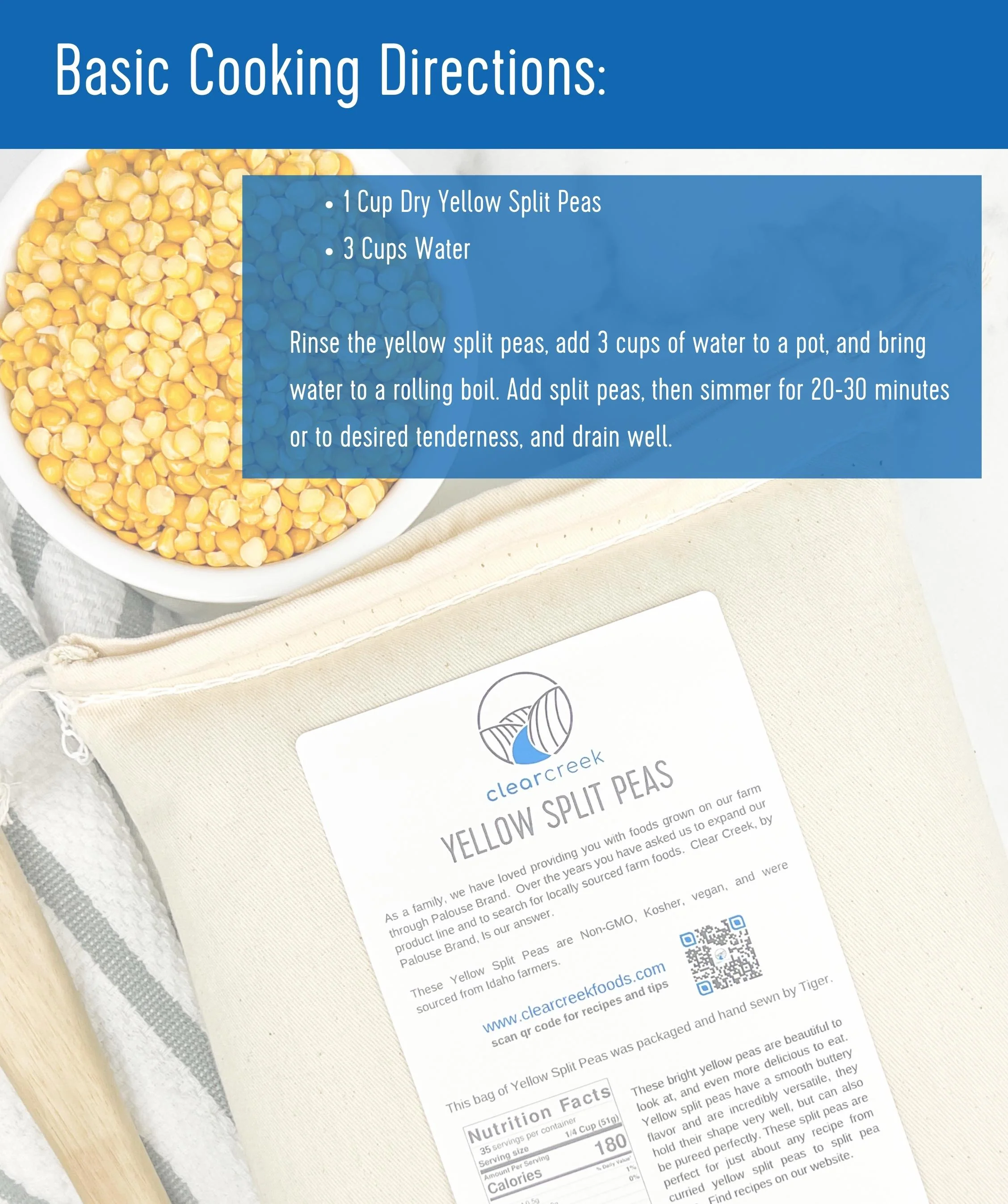 Yellow Split Peas | 4 LB | Certified Glyphosate Residue Free - Image 3