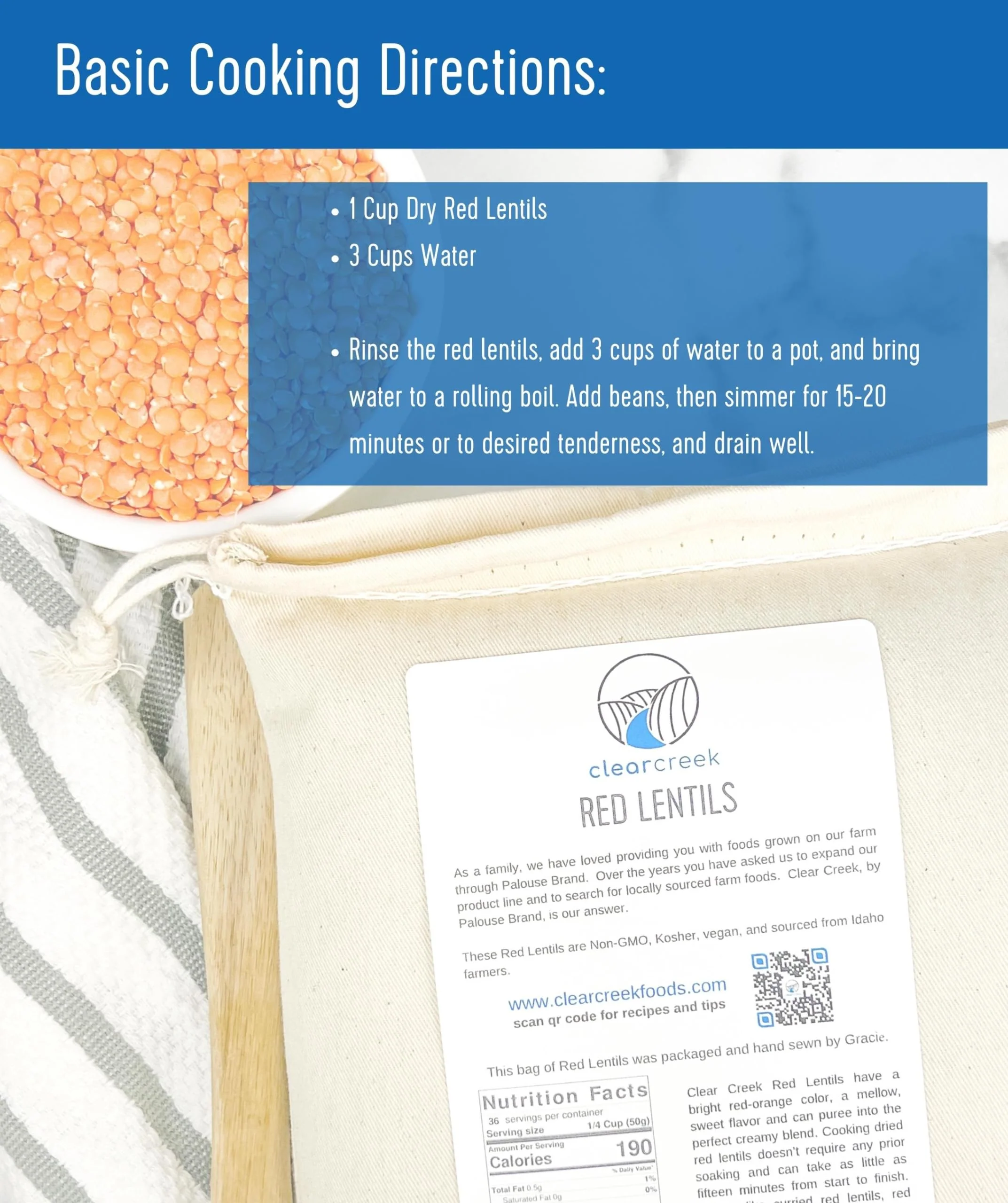Red Lentils | 18 LB | Certified Glyphosate Residue Free - Image 3
