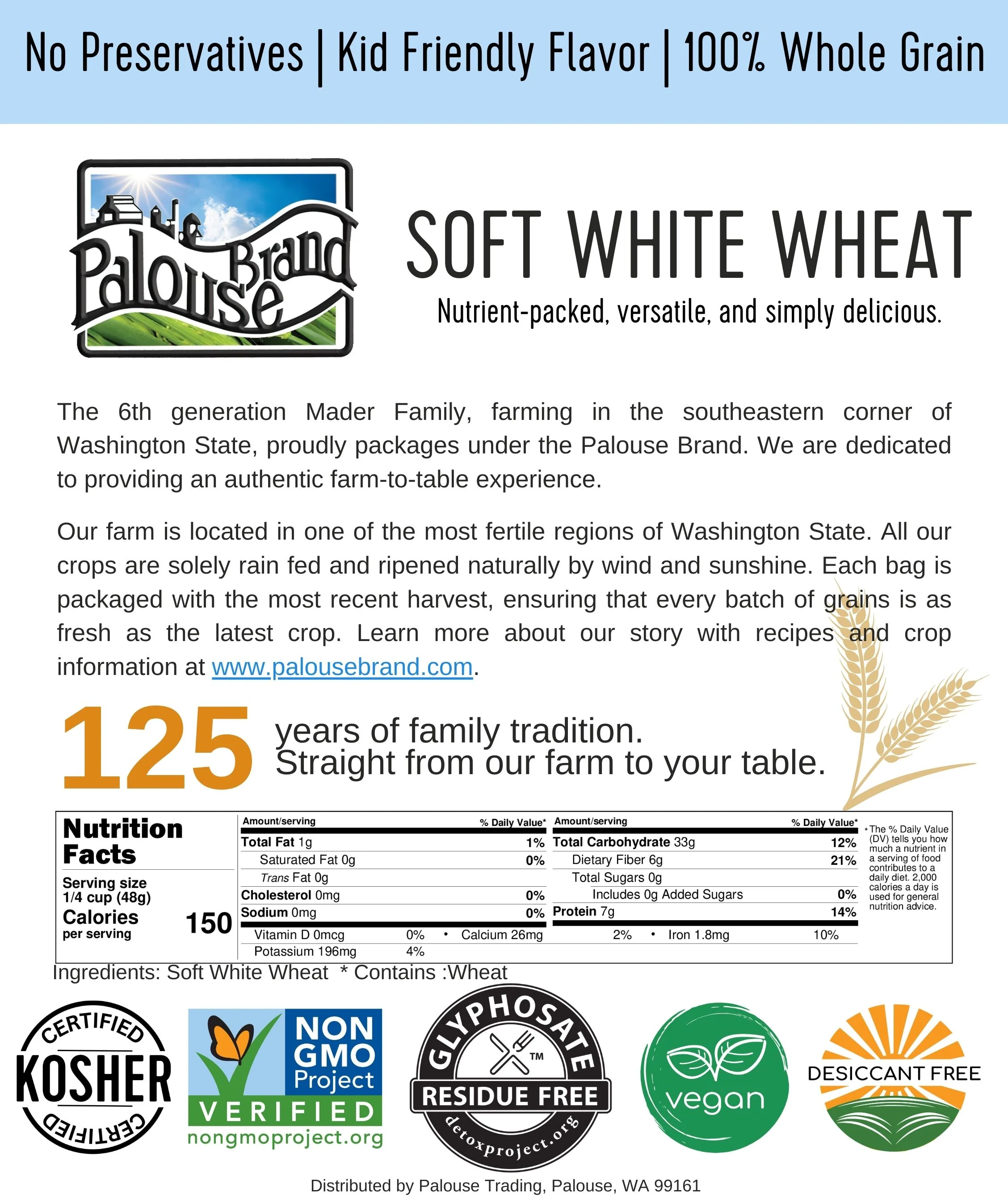 Soft White Wheat Berries | 1 LB | Certified Glyphosate Residue Free - Image 5