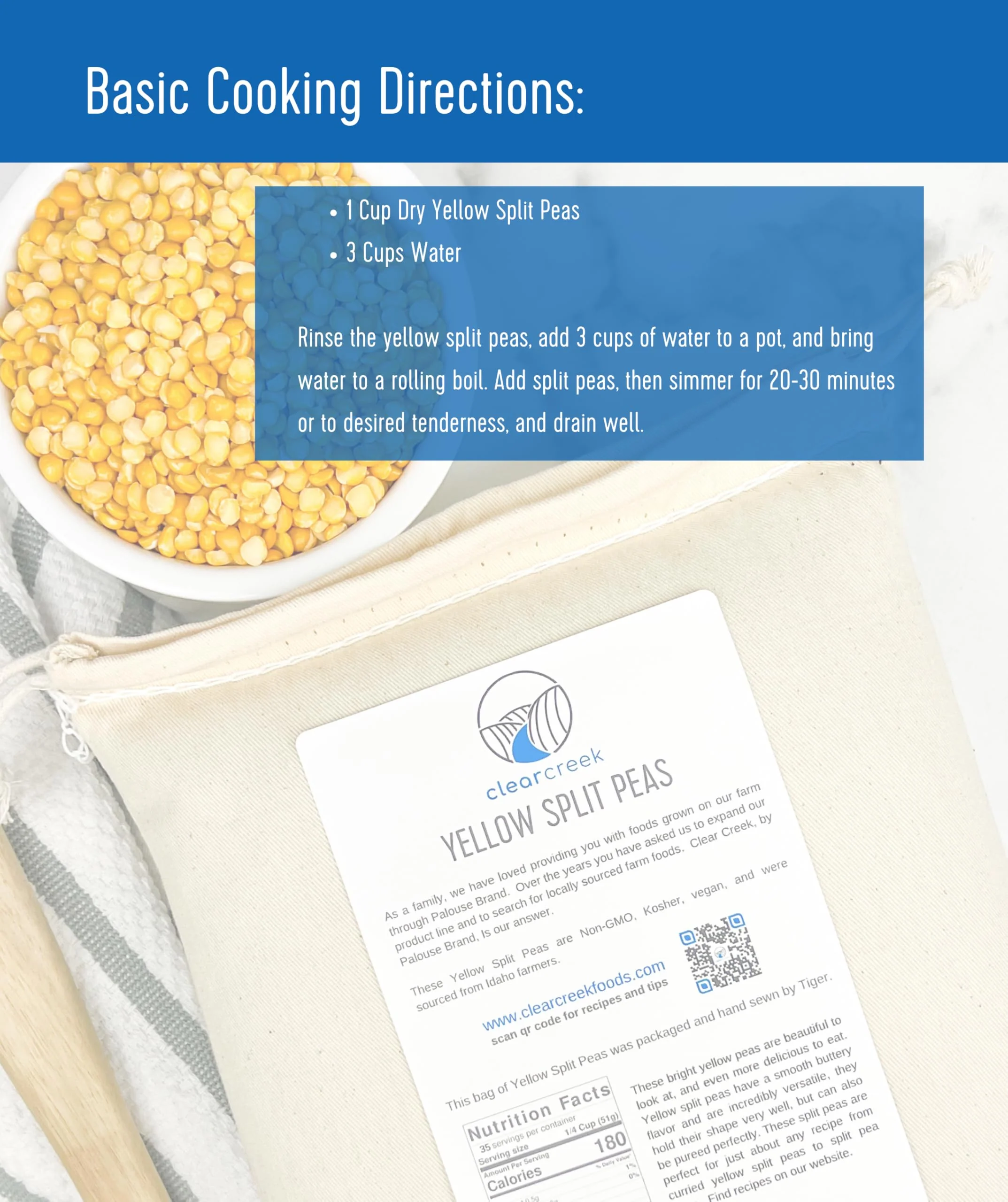 Yellow Split Peas | 1 LB | Certified Glyphosate Residue Free - Image 3